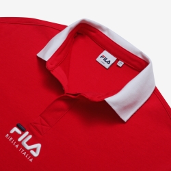 Fila Ruzufit Biella Italia Logo Férfi Rövid Ujjú Póló Sötét Piros | HU-72241
